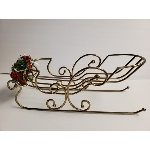 Unbranded Holiday Vintage Decorative Brass Christmas Sleigh 4